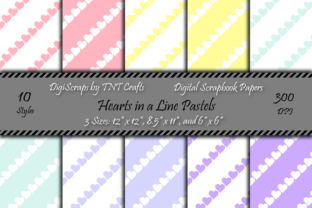 Download Pastel Hearts in a Line Digital Scrapbook Paper Pack - Hearts Collection