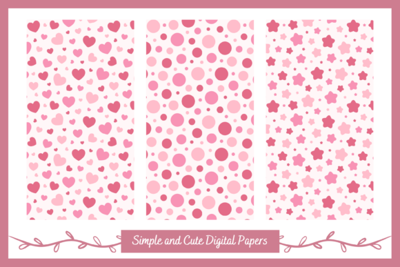 Download Seamless Dots Hearts Stars Digital Paper - Hearts Collection