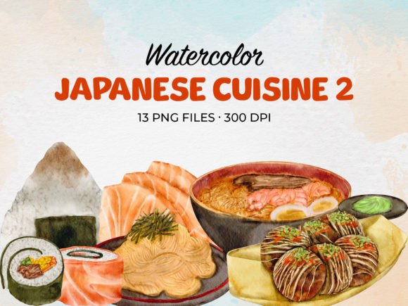 Download Watercolor Japanese Cuisine 2 Clip Art - Premium Resources
