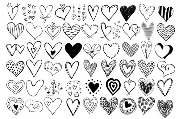 Download Simple Doodle Hearts Collection - Hearts Collection