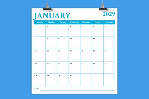 Download 2029 12x12 Inch COLOR Calendar Template - 12x12 inch Collection