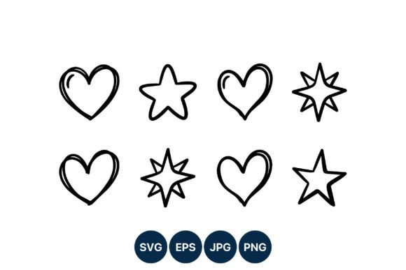 Download Hand Drawn Hearts and Stars Vector Set - Hearts Collection