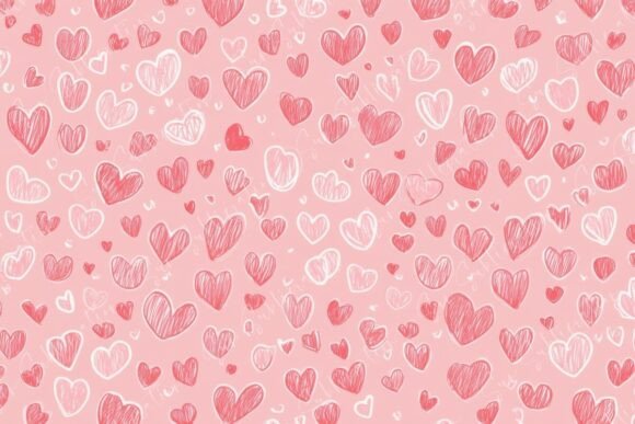 Download A Playful Pattern of Hand Drawn Hearts - Hearts Collection